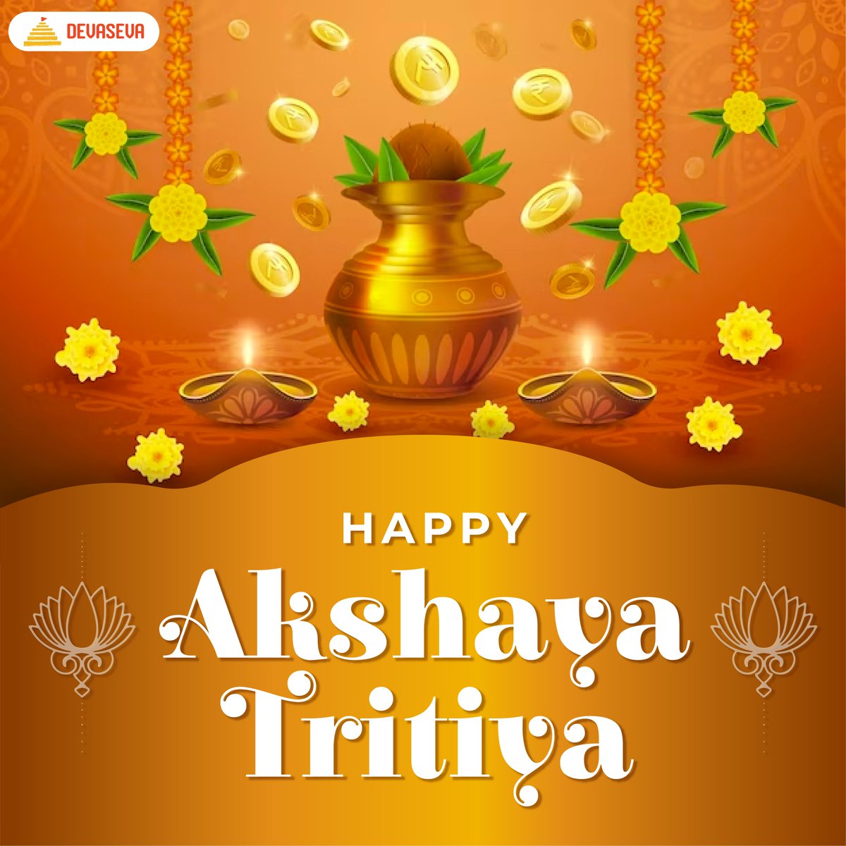 Devasevaonline's tweet photo. May the grace &amp; #Blessings  of Lord #Vishnu and Goddess #Lakshmi be with you always. We wish you all Happy Akshaya Tritiya. May this day mark the beginning of a new and wonderful journey for you. May your life be filled with #love &amp; #happiness. #AkshayaTritiya #Devaseva https://t.co/k0g5mKmg36