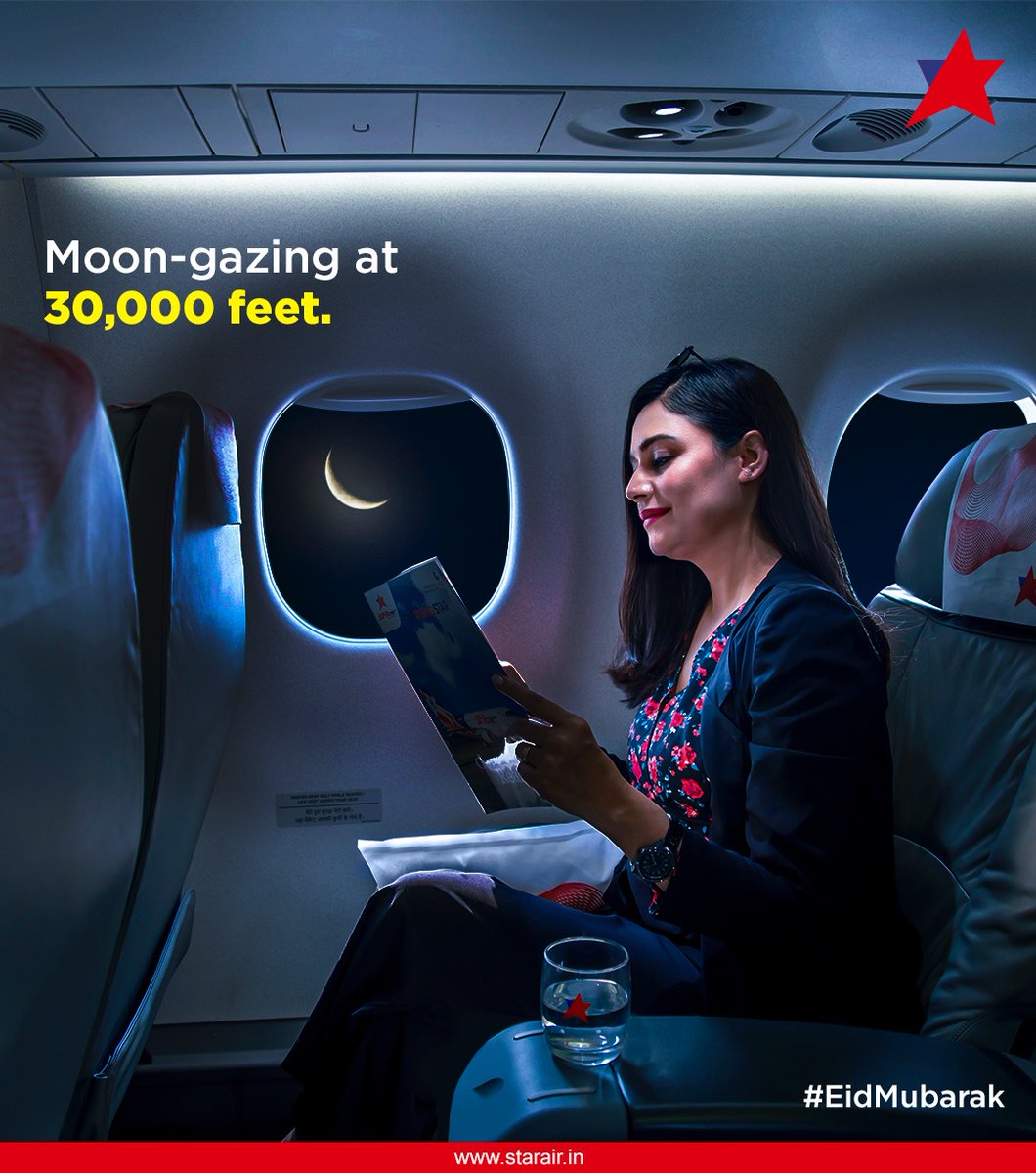 OfficialStarAir's tweet photo. As you soar above the clouds you're guided by the divine light.
Star Air wishes you, Eid Mubarakπ
#Eid #EidUIFitr #OfficialStarAir #WeCare #ConnectingRealIndia #FlyNonStop #FlyWithStarAir #SGGRising #Careers #IndianAviation #StarAir #FlyS5 #FlySmartWithS5 #Tourism https://t.co/0Feg7RgElM