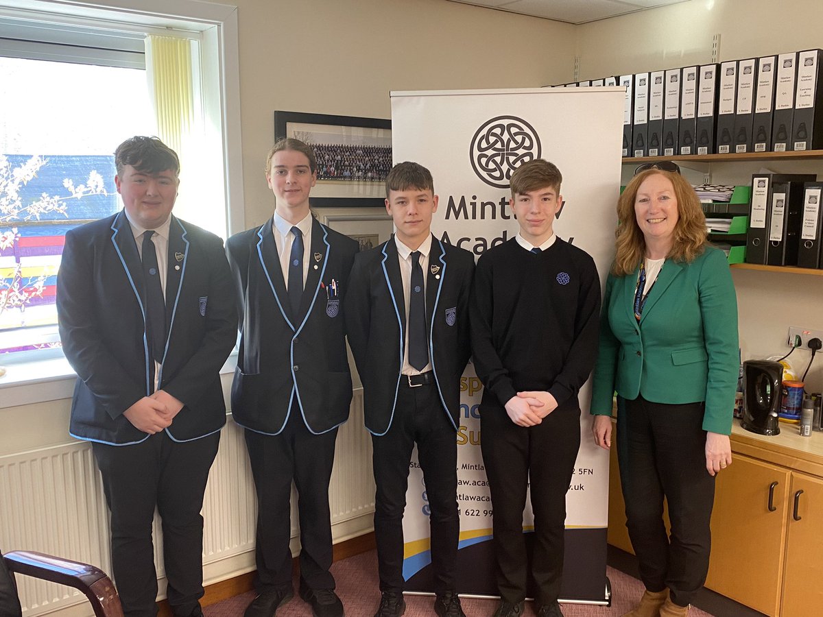 MintlawAcademy's tweet photo. Congratulations to our @MintlawR  team who finished second in the @matecenter regional @RobertGordonUni this week. Incredibly proud of this group of young people, here are some of them receiving their Mintlaw Academy pin as recognition of their hard work! #learningtogether https://t.co/37IJVKrCV6