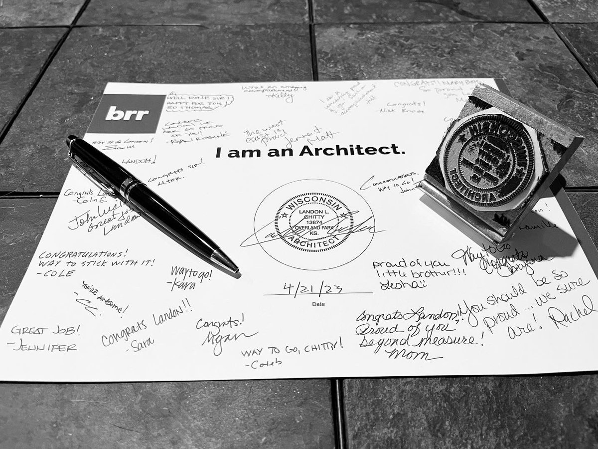 Tubby217's tweet photo. Made it officially official today with a signing party @brrarchitecture, which included stamping the office wall!!! Thanks to everyone that came to the signing party and after party!! So thrilled that my mom came down for this also!! #IAmAnArchitect https://t.co/YQjCwijGWH