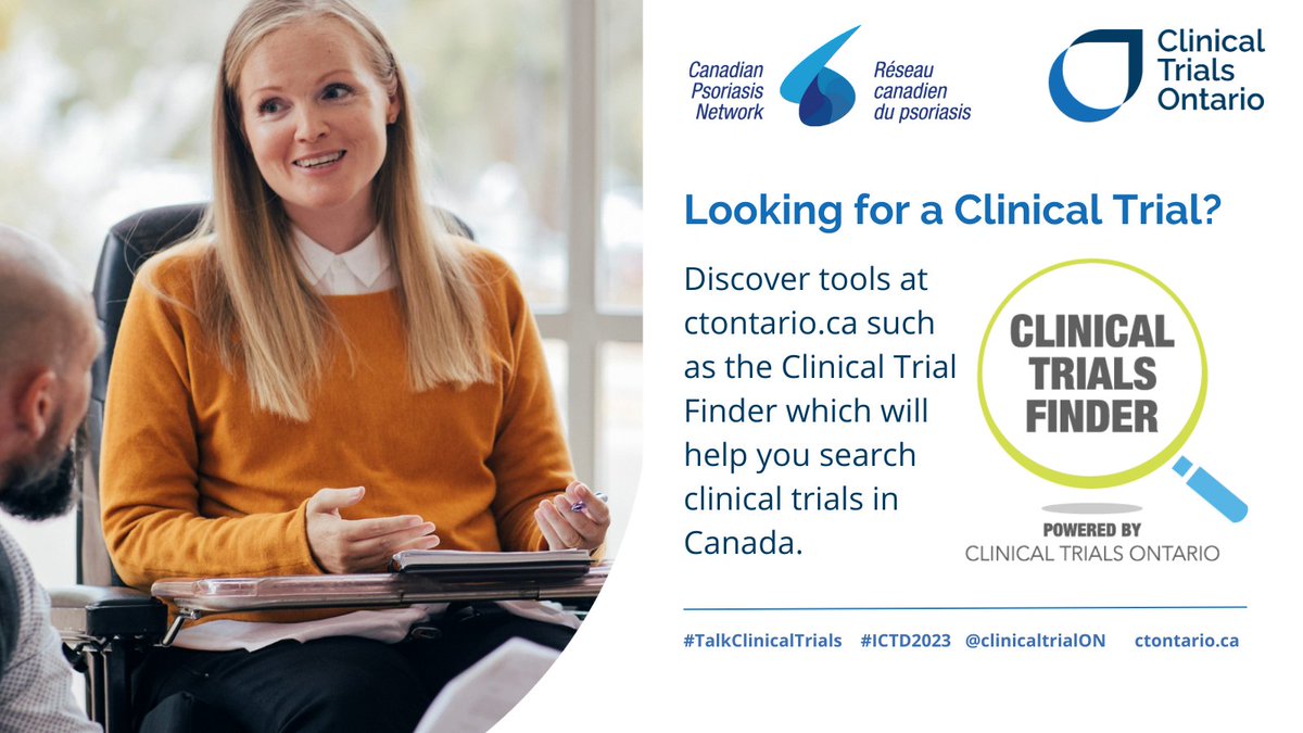 Have you seen @clinicaltrialON’s Clinical Trial Finder? Built with input from patients, caregivers and others, this tool can help you find a clinical trial in
Canada: bit.ly/2kIir0J #TalkClinicalTrials #ICTD2023