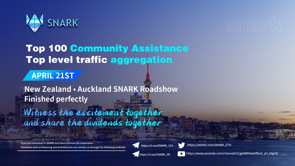 SNARK_ETH's tweet photo. SNARK contributed to the transformation and innovation of the digital economy, and the global roadshow in Auckland, New Zealand ended successfully. The next stop is Bangkok, Thailand on April 25. https://t.co/h1JquTqPAL