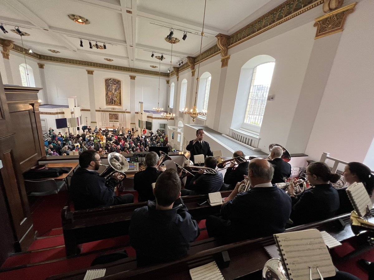 SP_tpt's tweet photo. What a privilege to play with a fine group of Salvation Army Musicians at the Big One Climare protest.  #BigOne #salvationarmy #hadleightempleband https://t.co/nzeJPLhVHF