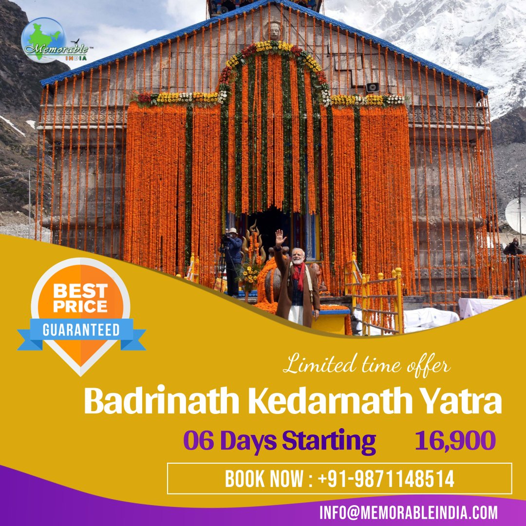 MemorableIndia5's tweet photo. Badrinath Kedarnath Yatra from Haridwar   Get Flat off 4000 per couple   Limited Seats on 01 May Book Now

#dodhamyatra #KedarnathYatra2023 #badrinathdham #badrinathyatra2023 #travel #holidayseason #summeroffer #haridwar #rishikesh #ChardhamTour #memorableindia https://t.co/BQqXQnVLUd