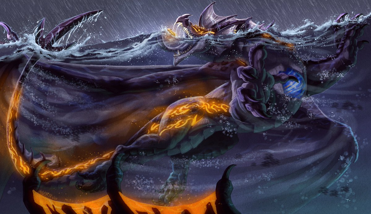 "From The Depths".
Extra large Patreon reward for the amazing 
<a href="/AetheriosDragon/">Aetherios</a> !
All Patreon art rewards are SOLD OUT! Thank you! I still immensely appreciate donations and support if you're feeling generous, it helps enormously! patreon.com/arven
#dragons #dragon