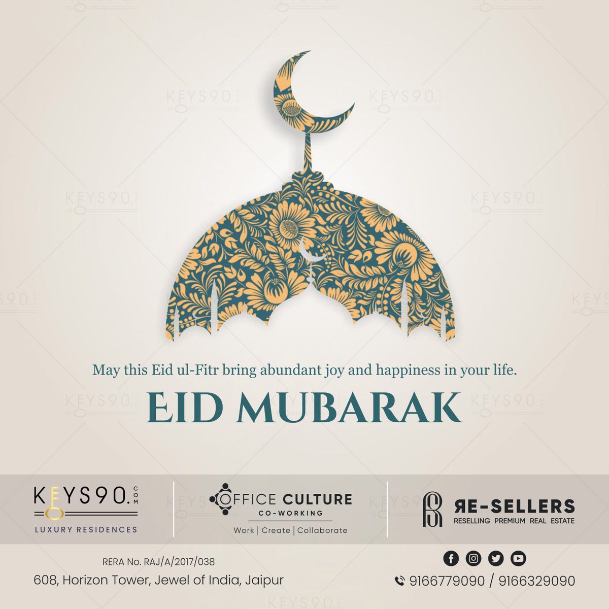 keys90india's tweet photo. Eid 🌙 Mubarak 

#keys90india #keys90 #realestate #luxurylifestyle #luxuryhome #eidmubarak 
#eid #resellers #officeculture https://t.co/8Rl7WJ9bOx