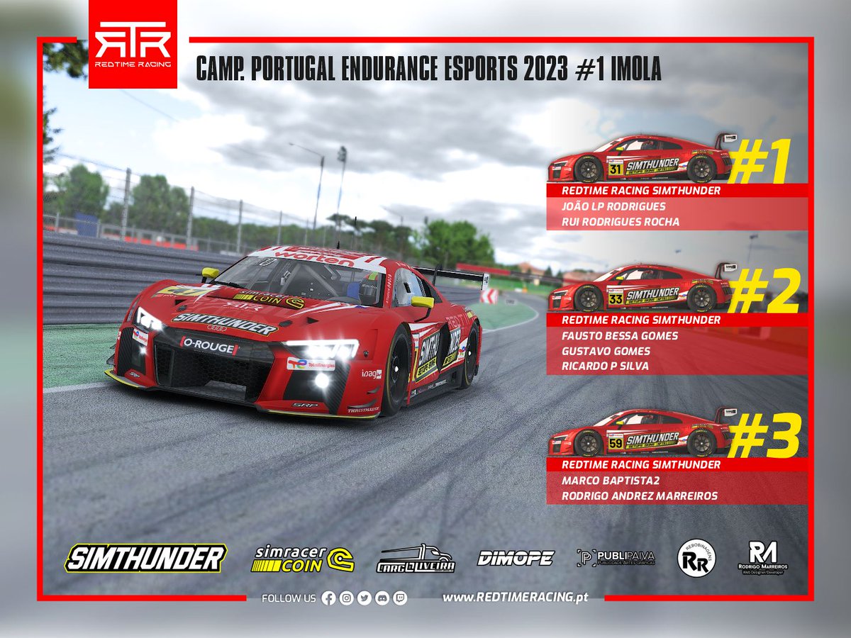 RedTime Racing (@redtimeracing) on Twitter photo The FPAK National Endurance Championship starts today in IMOLA.
Follow us on Meo channel 110 and NOS 503 or on Twitch (twitch.tv/advncesic).
#fpak #simracing #esports #iracing #simracercoin #simthunder #simracingportugal@advnce.sic @esportsportugal_simracing #ACP #Worten The FPAK National Endurance Championship starts today in IMOLA.
Follow us on Meo channel 110 and NOS 503 or on Twitch (twitch.tv/advncesic).
#fpak #simracing #esports #iracing #simracercoin #simthunder #simracingportugal@advnce.sic @esportsportugal_simracing #ACP #Worten