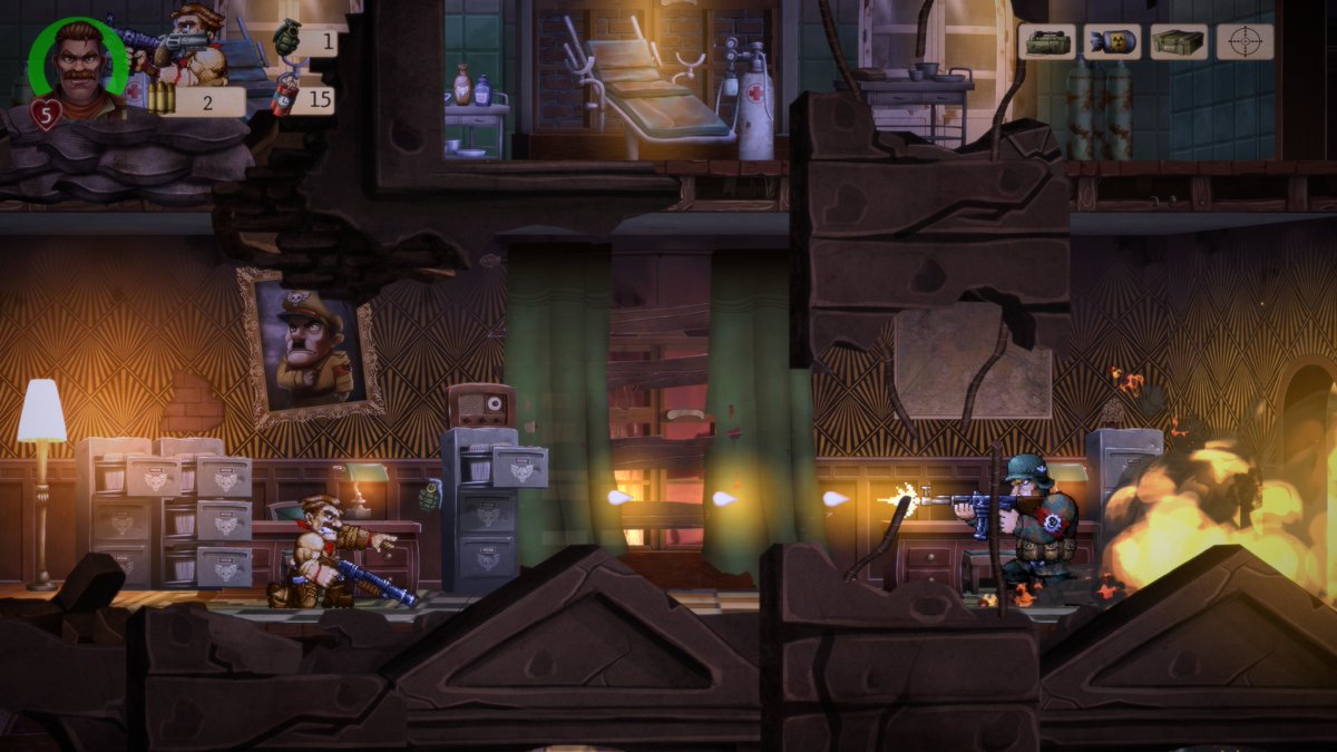 MansionGames's tweet photo. Joe has infiltrated the enemy’s heardquarters for #screenshotsaturday, and he has to find proof of their war crimes before they blow up the building!🔥Will you join and help him succeed in #OperationHighjump? 🪂  

#indiedev #indiegame #pixelart @pstalents @gamebcn @SpielFabrique https://t.co/rDpeEb8C7E