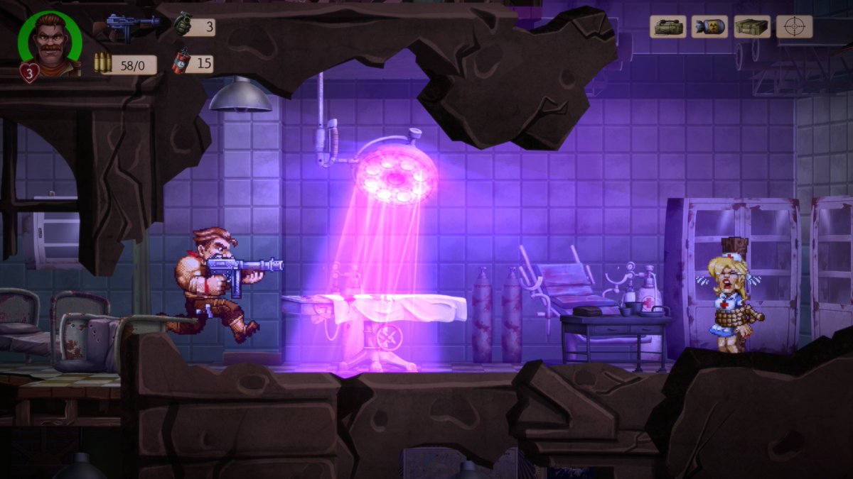 MansionGames's tweet photo. Joe has infiltrated the enemy’s heardquarters for #screenshotsaturday, and he has to find proof of their war crimes before they blow up the building!🔥Will you join and help him succeed in #OperationHighjump? 🪂  

#indiedev #indiegame #pixelart @pstalents @gamebcn @SpielFabrique https://t.co/rDpeEb8C7E