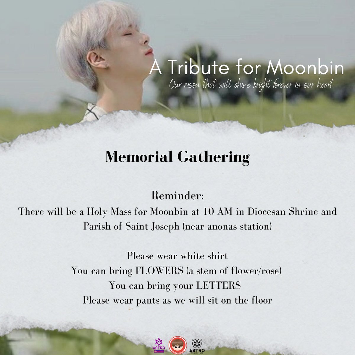 officialastroph's tweet photo. A Farewell Tribute to Moon Bin: A Memorial Gathering🕊️

Date: 4/23/2023
Time: 2PM onwards
Location: SIKAT Event Studio

Please take note of the details &amp; reminders in the images.
@astrounitedph @offclmoonbin_ph https://t.co/COaTpMa0GD