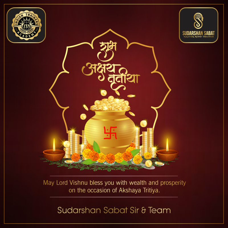 May this auspicious day bring new beginnings and prosperity in your life. Wish you a happy Akshaya Tritiya 2023!
.
.
.
.
.
#sudarshansabat #becomeatrainertoday #SuccessCoach #Growth #BusinessGrowth #MindTraining #Success #Life #MotivaionalVideo #inspirationalVideo #MindGrowth…