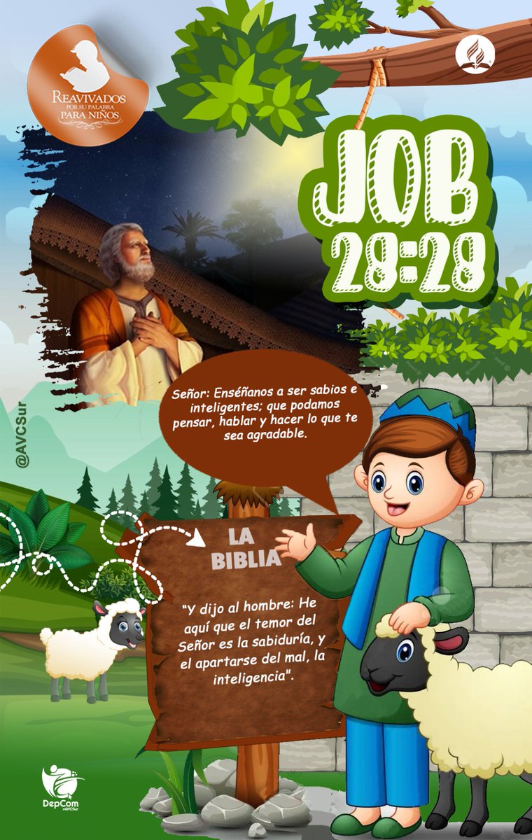 ¡Hola, chicos! 
En este capítulo📖, Job👳🏼habló de sabiduría e inteligencia. Señaló🗣️ que la verdadera sabiduría🧠 no se puede encontrar aquí 🌎, pues depende de Dios 👑 y Él decide a quién la da.

Job 2️⃣8️⃣ enseña que la sabiduría 🧠 de Dios 👑 la obtenemos al leer Su palabra 📖.