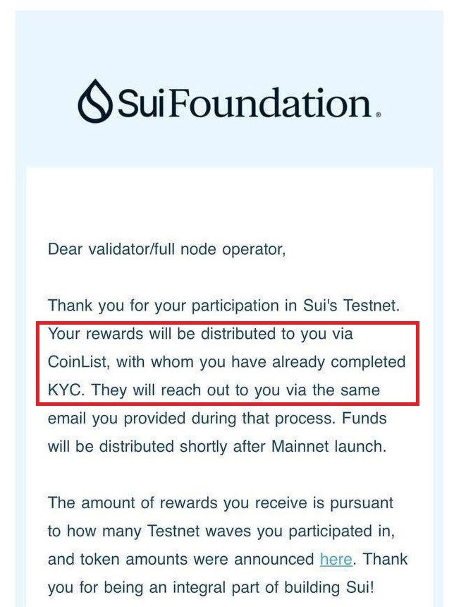 #Sui #Airdrops 🪂😁For Validator Node

✅ Your ✉️ email 

#SUI #node runner will get airdrop from Sui. Rewards will be distributed via #Coinlist.