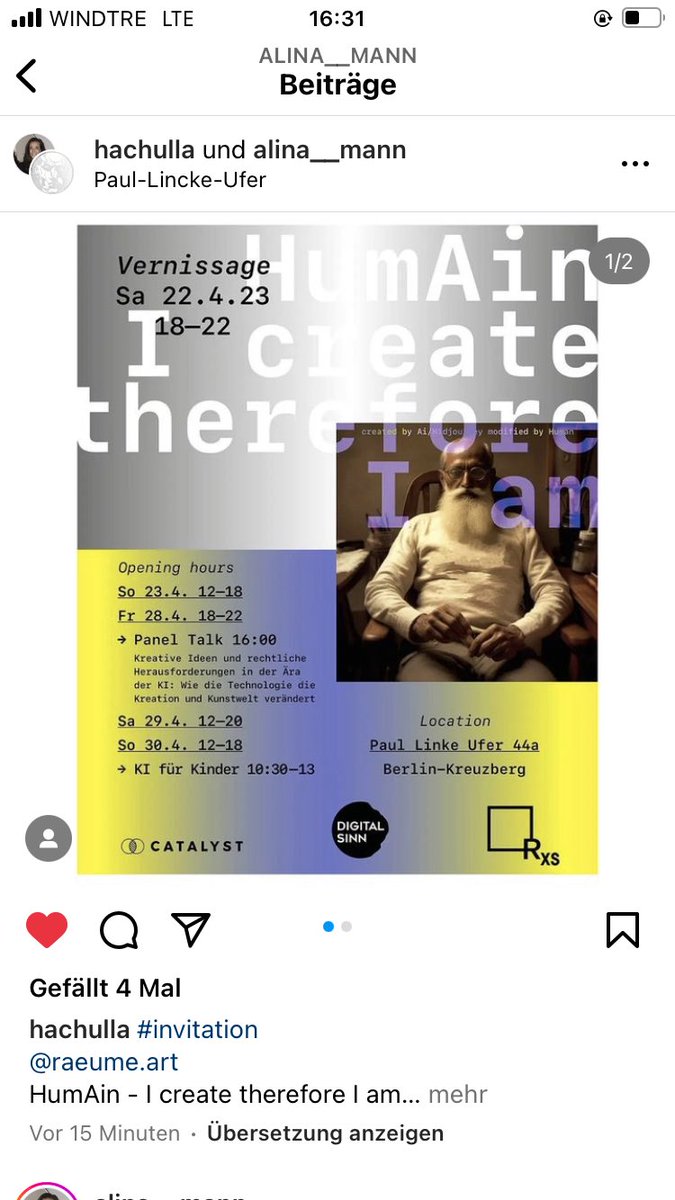 schierderwahn's tweet photo. Heute Ausstellungseröffnung zum Topthema „KI“ #ki #ai #künstlerische #intelligenz https://t.co/JZP0YPMvD9