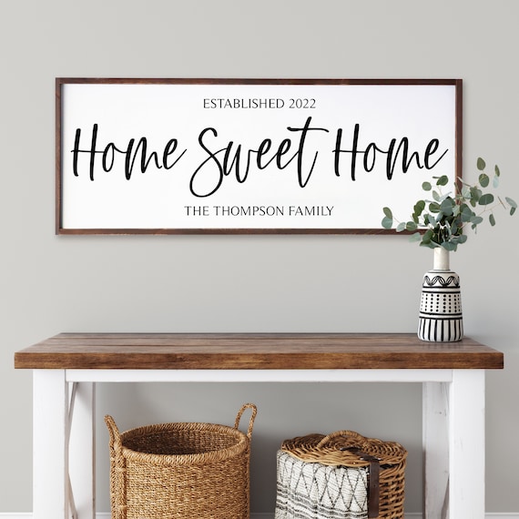 Home Sweet Home Personalized Wood Sign Gift etsy.me/3Eqjclr #homesweethomesign #woodframedsign #farmhousewalldecor #familynamesign @etsymktgtool