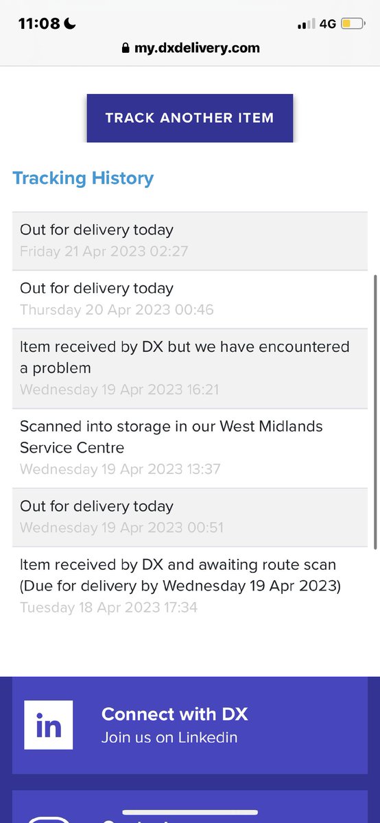 RichMyAccFriend's tweet photo. Are @DXdelivery the worst delivery company or what?! I've been waiting from my delivery by "B2C 24 Hour, Signature Box" due on Wednesday (19th April), it's now Saturday! They cannot give me a definite delivery date! How ridiculous! #compliant https://t.co/IaL6vU1Orc
