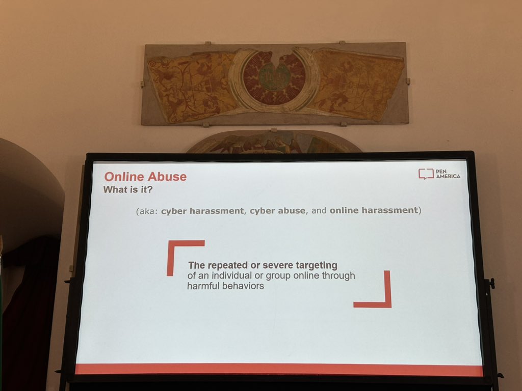 profraycaputo's tweet photo. Listening to another fantastic panel about online abuse targeting journalists. #ijf2023 #Perugia #globalproblem #youarenotalone https://t.co/UixnxoQwgJ