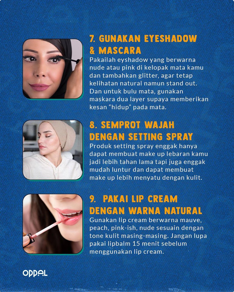 oppal_id's tweet photo. Buat kamu yang mau lebaran tapi make up kamu belom on point, Minpal mau kasih tips nih.

Make up yang tahan lama dan bikin tampilan kamu flawless✨

#tipsmakeup #makeuplebaran #oppal #flawless #longlastingmakeup https://t.co/xB6DuZMbSb