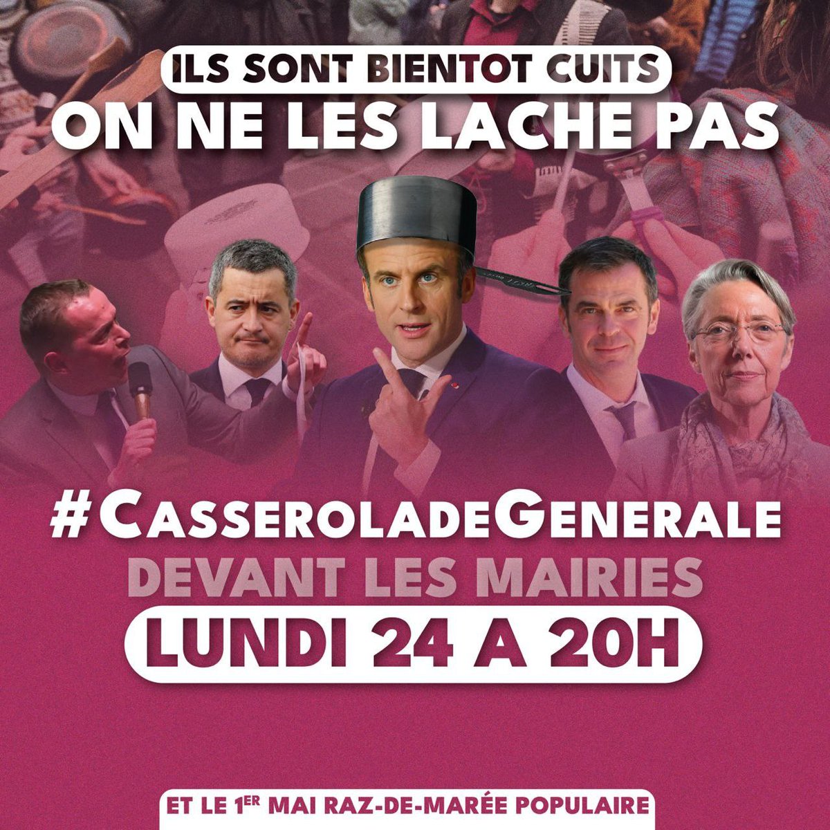 UnionSolidaires's tweet photo. Solidaires appelle à participer à toutes les casserolades qui s'organiseront lundi 24 avril et soutien les appels à rassemblement devant les mairies. https://t.co/b11PllGSgI