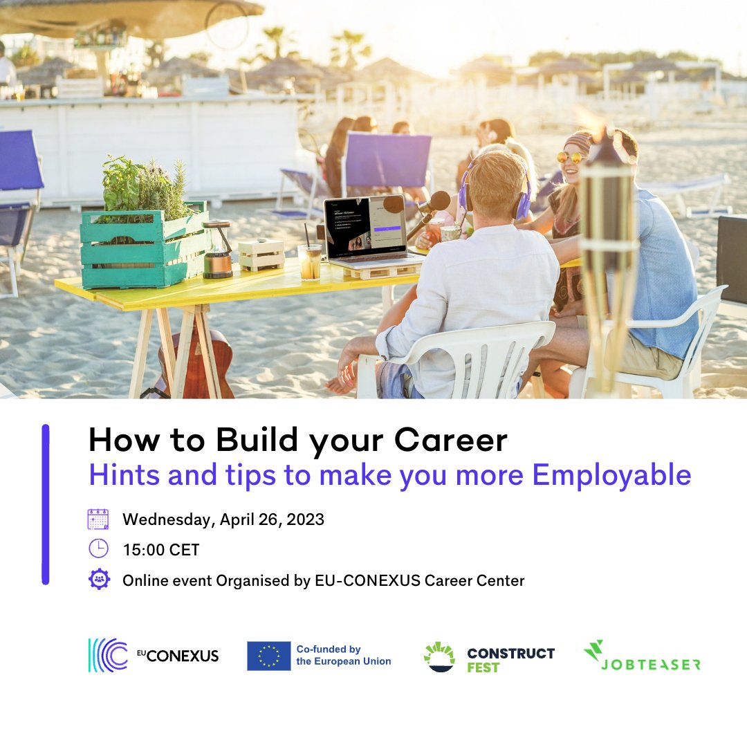 🆕 Calling all EU-CONEXUS #students &amp; #alumni!

Join us on at the event dedicated to you 👉 How to Build your Career- Hints and Tips to make you more Employable!

⏱️When - Wednesday, 26th of April, from 2PM Irish time
📍Where - Online, at this link - bit.ly/41AGrli