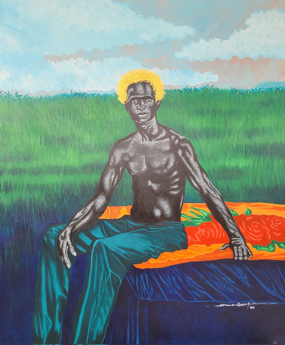 GobinaBoris's tweet photo. "On a bed of roses" the story of a street king.
.
.
.120cm x 100cm
Acrylic on canvas 
.
.#artcolectore #artsworldwide #blackbody #blackart #africancontemporaryart #afropop #blackbody #africanart #galleries #africa #cameroon #acrylics #artcolectoreworldwide https://t.co/gQKIW94FHp