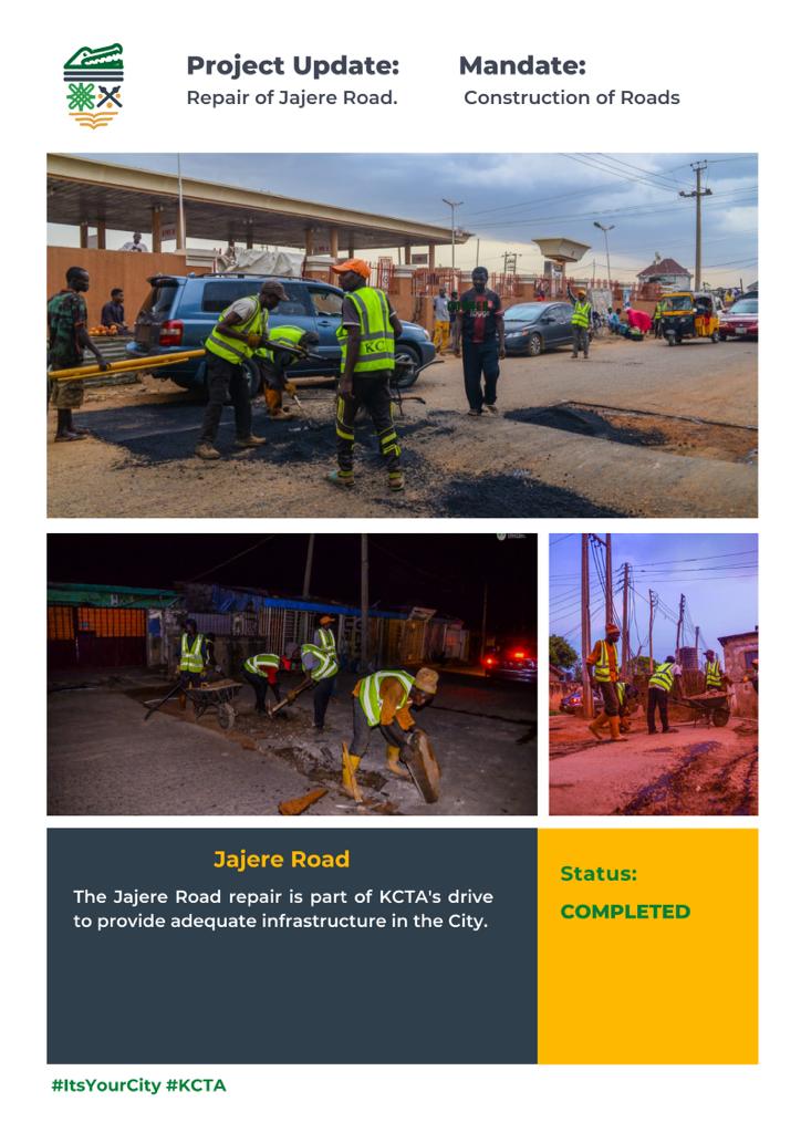 KCTA_KD's tweet photo. Project Update:
Project: Repair of Jajere Road, Unguwan Sanusi, Kaduna South.
Project Status: COMPLETED
@elrufai @GovKaduna
#ItsYourCity #KCTA #KCTAProjectUpdate https://t.co/Gl940zHFss