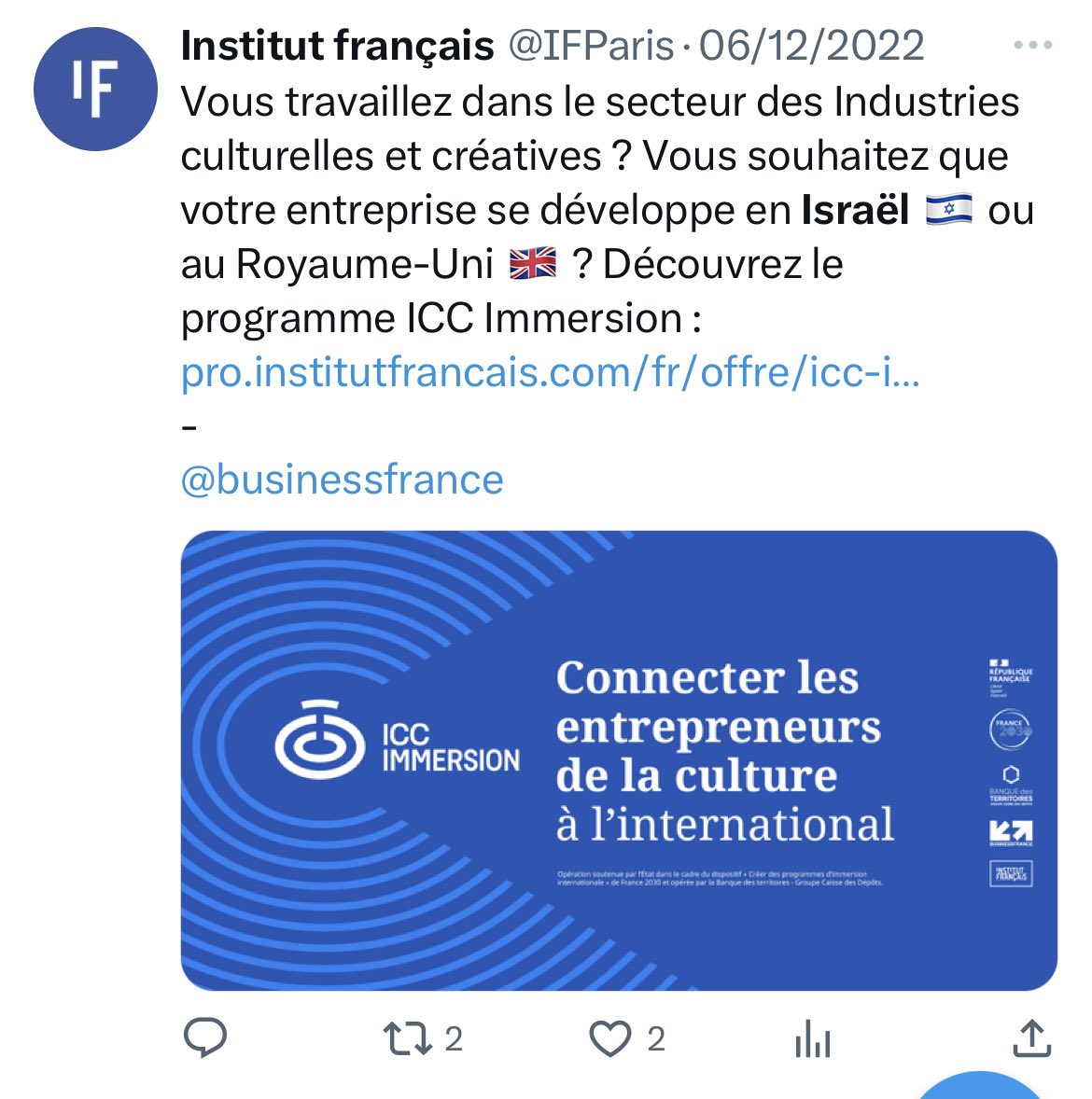 Malgré la colonisation, l’occupation et l’apartheid, l’institut français fait de la promo pour des investissements en Israël, cette promo constitue une complicité dans les crimes contre les palestiniens. Investissements risqués et honteux. 
#BoycottIsrael #ShutDownNation