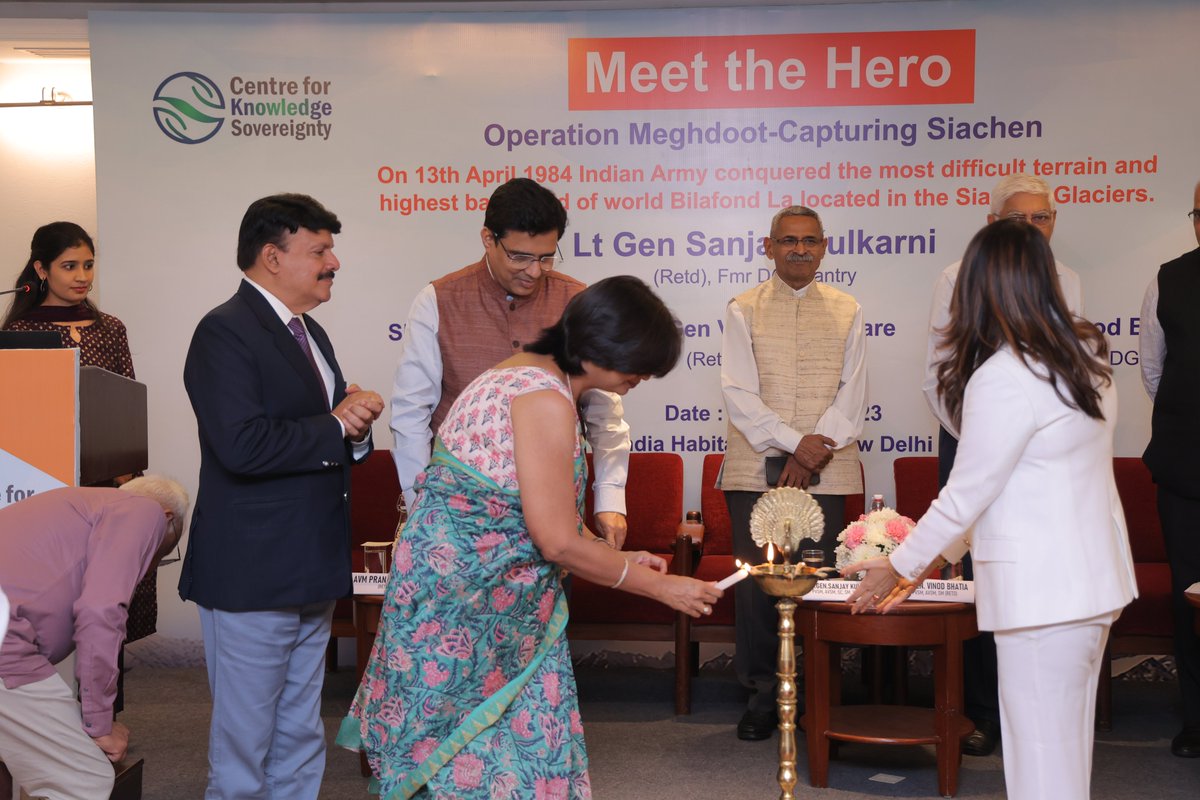 13th April 2023 - India Habitat Centre- New Delhi.

Centre for Knowledge Sovereignty organised an event 'Meet the Hero-Lt Gen Sanjay Kulkarni (Retd)' to celebrate 39 years of '#OperationMeghdoot' the victory of #Siachen, fought at the glaciers by Indian Army. Several veterans…