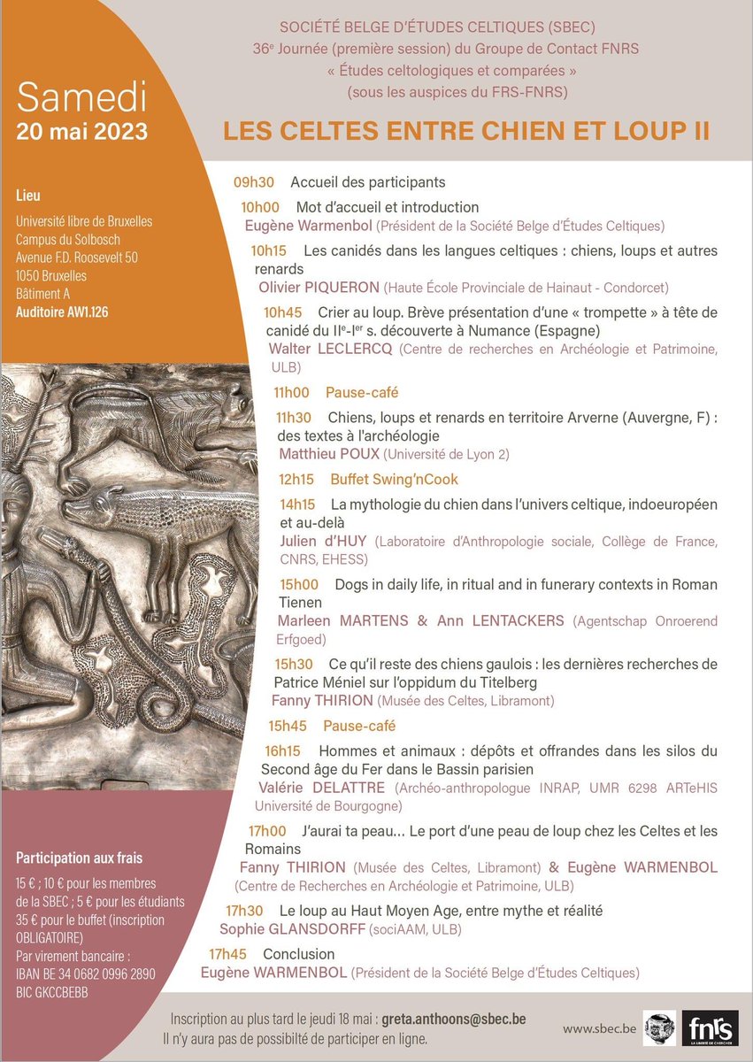 AlexisMagister's tweet photo. Société belge d’études celtiques - 36ème Journée (première session) du Groupe de Contact FNRS « Etudes celtologiques et comparées ».

Les Celtes entre chien et loup II. https://t.co/M7LpeFEv3l