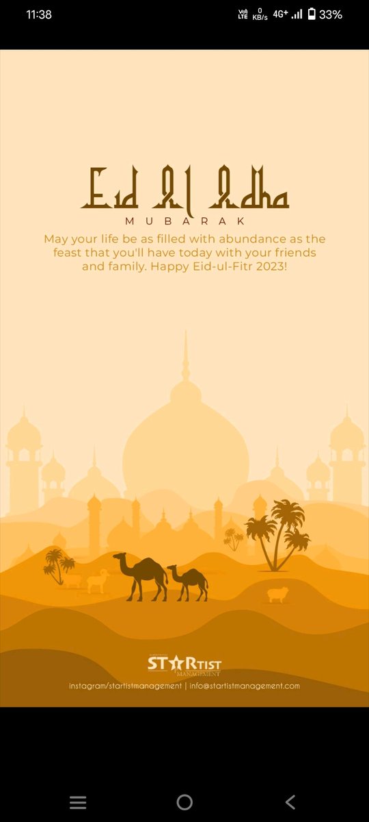 May your life be filled with love, happiness and abundance on this auspicious day.

Team <a href="/STARtistMgmt/">STARtist Management</a> wishes everyone
a very happy
Eid-ul-Fitr 2023

 #team #love #entertainment