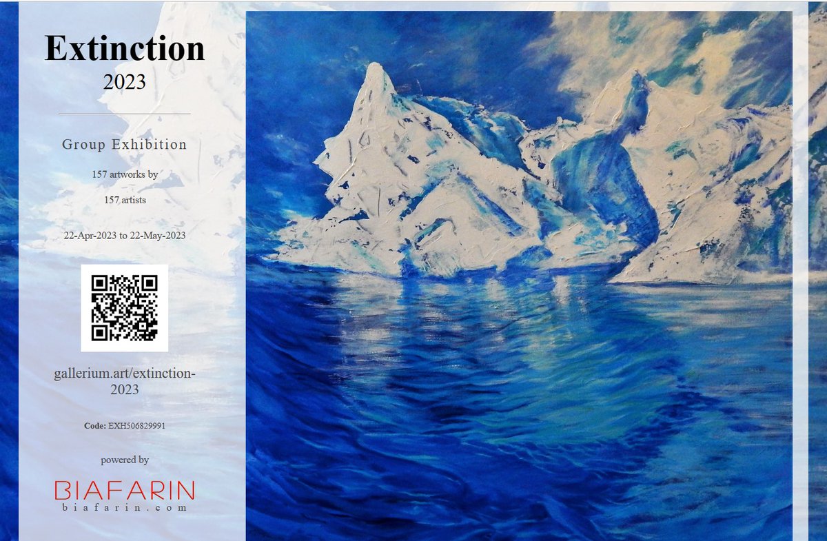 ramsayroz's tweet photo. My painting "UNKNOWN FUTURE" one of 156 artworks from 156 international artists are now on sale at Extinction 2023 online exhibition, organized by Gallerium, powered by Biafarin.
Visit the exhibition, rate, comment and buy artworks at:
https://t.co/B6mEYyyMac #RoslynRamsay https://t.co/MljVy9lg3q