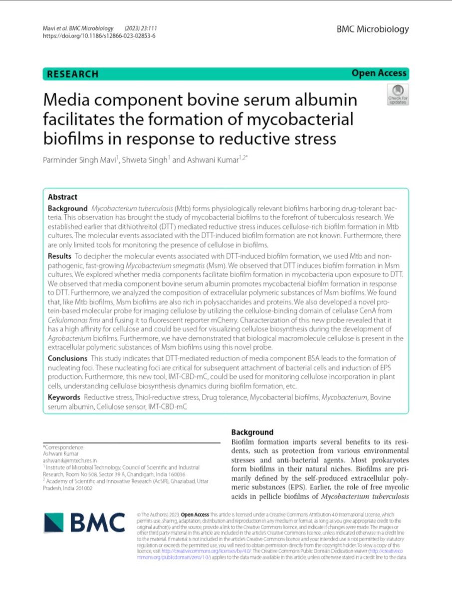 shwetaluzzlyf's tweet photo. Excited to share new research article from our lab suggesting the role of media components in mycobacterial biofilm formation. Glad to be a part of this article. https://t.co/GenGNlWUkd
