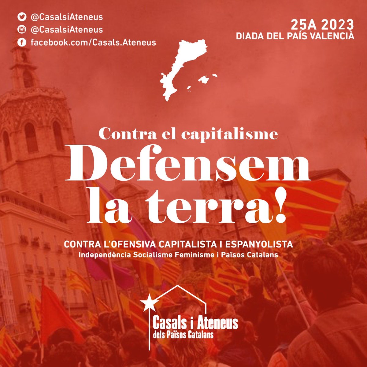 🟠 #25Abril | Diada del País Valencià.   

Contra el capitalisme, defensem la terra!✊🌱

 #SomPaïsosCatalans #PaísValencià