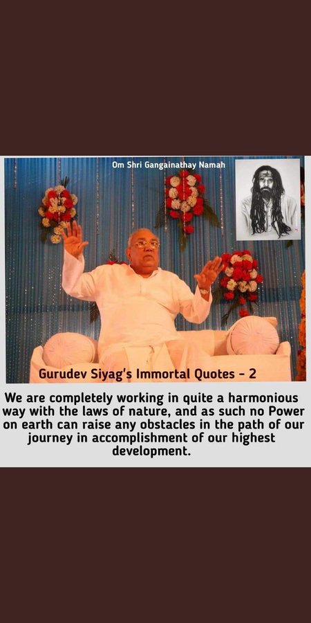 #MyGuru_MyMission Guru Siyag Siddhayoga welcomes all with positive intentions to participate in the uplifting of Humanity to their rightful position as true custodians of their planet by achieving inner &amp; outer harmony. This yoga is absolutely free &amp; requires no training/travel