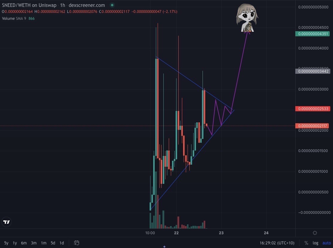 gorbash90's tweet photo. TA on a $150k marketcap memecoin?  Don't mind if I do $SNEED @SNEEDRAGON71717 https://t.co/qoe52Z03Ii