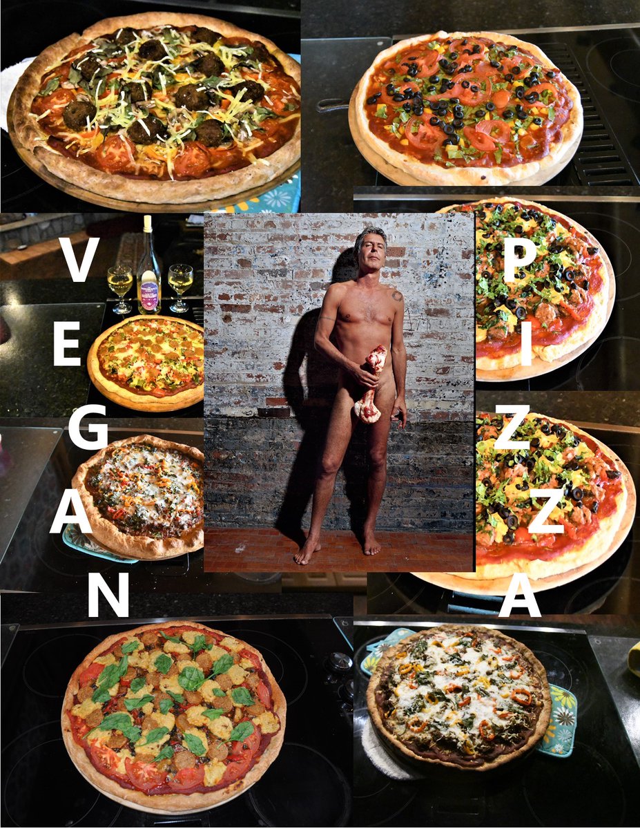 STJ1956's tweet photo. @Jin_Sane I make a lot of vegan pizza, the picture of the late chef Anthony  Bourdain is to show unappetizing meat is. https://t.co/zsbo5WgQXC