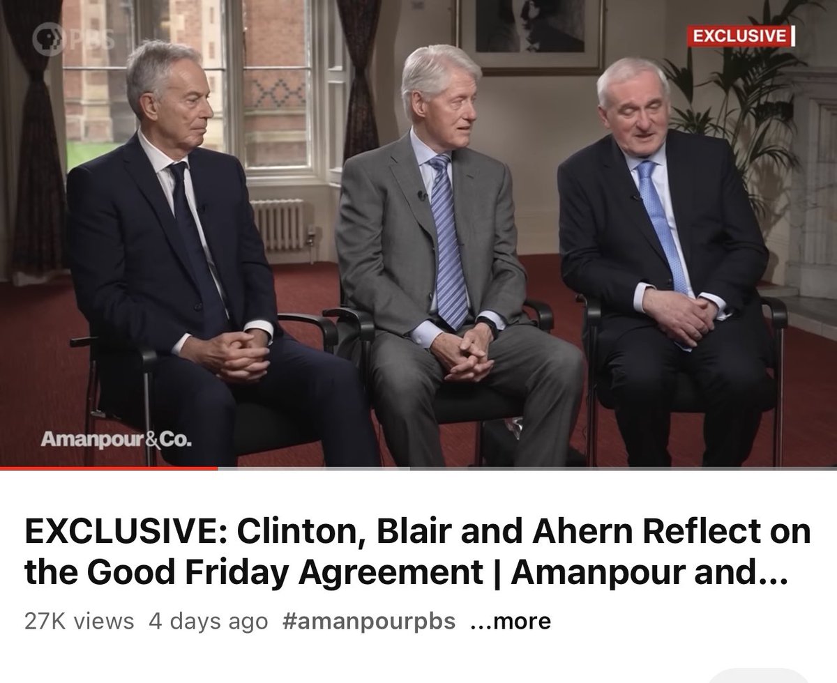 eevriviades's tweet photo. EXCLUSIVE: Clinton, Blair and Ahern Reflect on the Good Friday Agreement...
https://t.co/93eanfhA9D via @YouTube
#Ireland #GoodFridayAgreement #Clinton #Blair #Ahern https://t.co/xdCphUyLTf