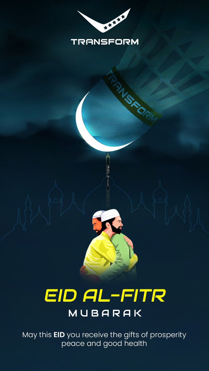 TransformBaddy's tweet photo. Eid Mubarak to all badminton enthusiasts! May this Eid be a smash hit for you and your loved ones. Get ready to dominate the court with Transform Badminton's premium badminton equipment. 

Visit our website Today!! 
🌐: https://t.co/HBljdysM4o
.
#EidMubarak #BadmintonEnthusiasts https://t.co/cVSiNGzAGI
