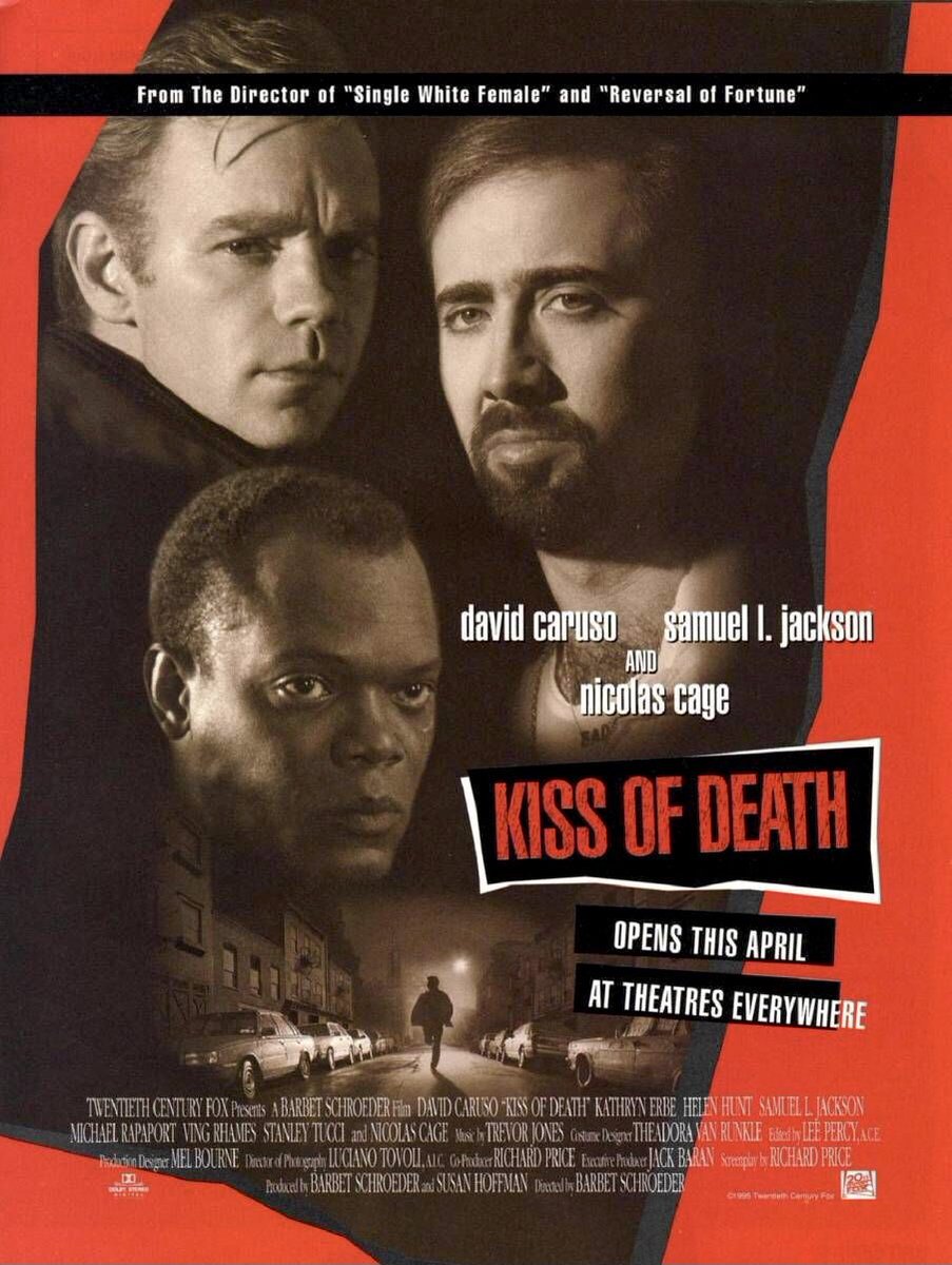 🎬MOVIE HISTORY: 28 years ago today, April 21, 1995, the movie ‘Kiss of Death’ opened in theaters!

#DavidCaruso #SamuelLJackson #NicolasCage #HelenHunt #VingRhames #StanleyTucci #PhilipBakerHall #KathrynErbe @MichaelRapaport #AnthonyHeald #BarbetSchroeder