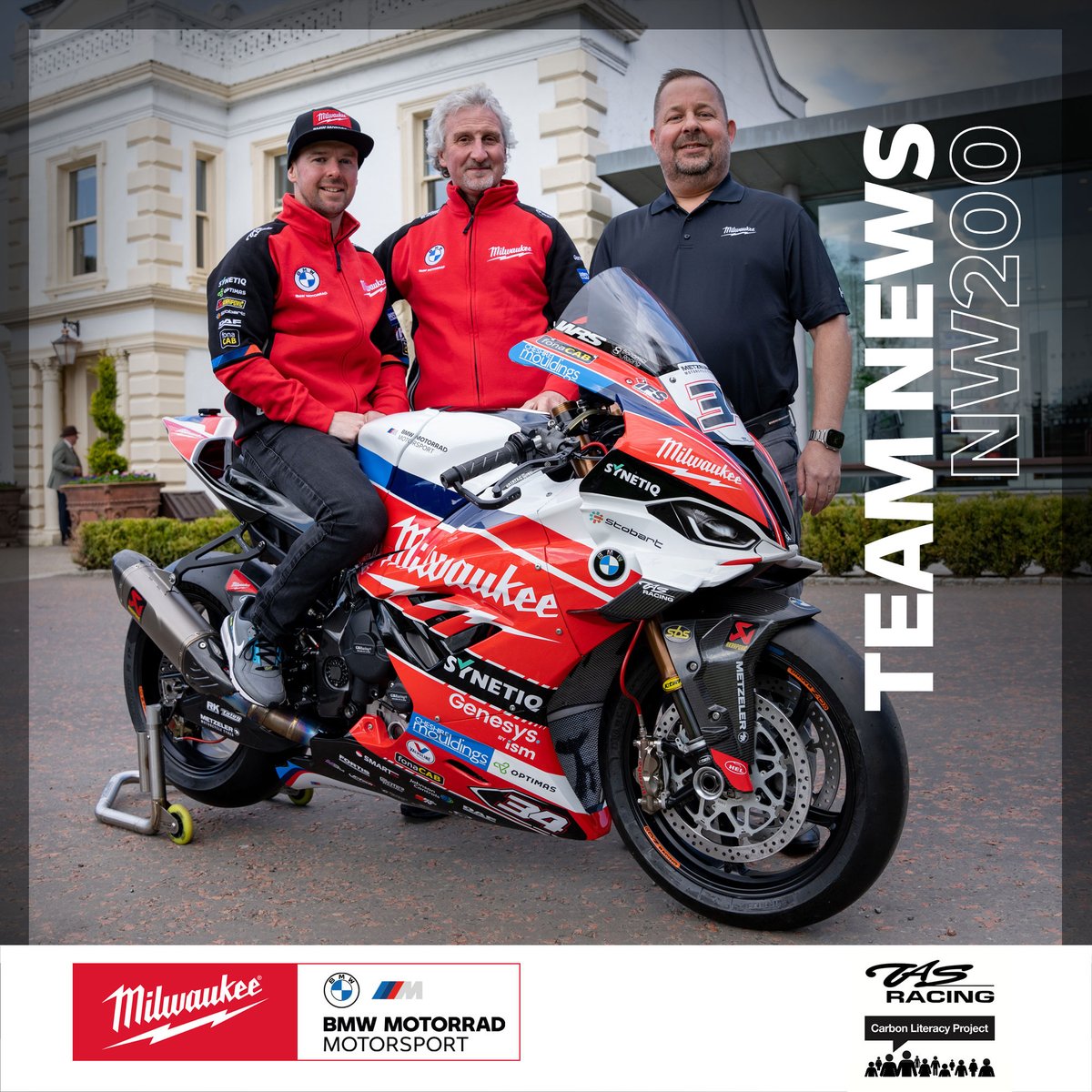 TASRacing_NI's tweet photo. TAS Racing is delighted to announce, the award winning @GalgormResort   will support our upcoming @northwest200 [May 8-12] campaign – with NW200 record holder Alastair Seeley #AS34 onboard a Milwaukee BMW M 1000 RR in the Superbike races.
Read more: https://t.co/MUlBXXMF8R https://t.co/yPSIyZMIOj