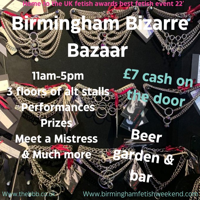 🖤BBB MAY 21st🖤
💃PRIDE
🛍️ 3 Floors of alternative stalls
🏆 Free Raffle 
🔥 Meet A Mistress
🏆 Best Dressed