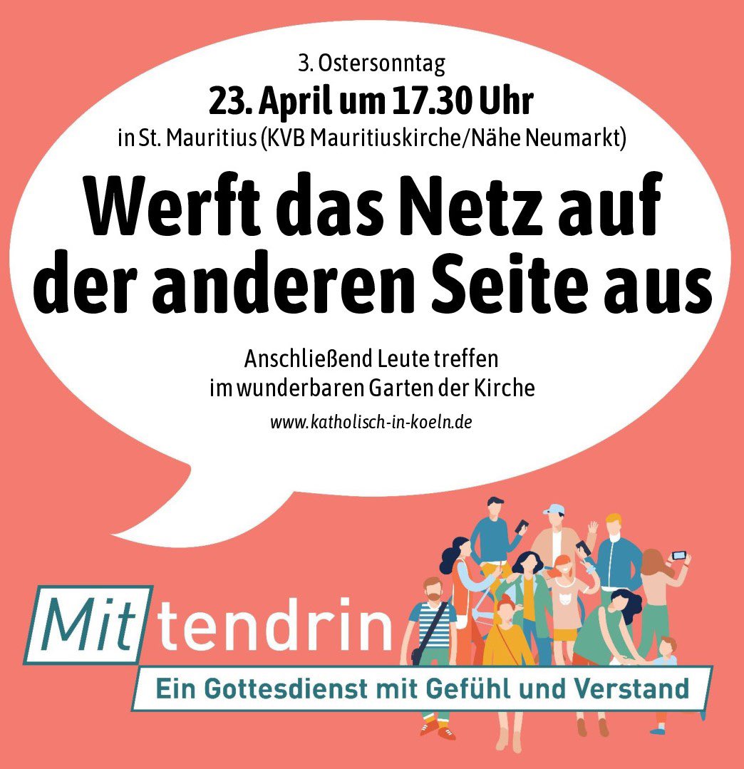 DominikMeiering's tweet photo. „Werft das Netz auf der anderen Seite aus…“
Eine ernüchternde, enttäuschende Erfahrung. Das Abenteuer mit Jesus ist in einer Katastrophe geendet. Was kann das bedeuten, die Netze „noch einmal“ und „auf der anderen Seite“ auszuwerfen?
Darum geht es an diesem Sonntag.
Welcome! https://t.co/xsNvgihEAa
