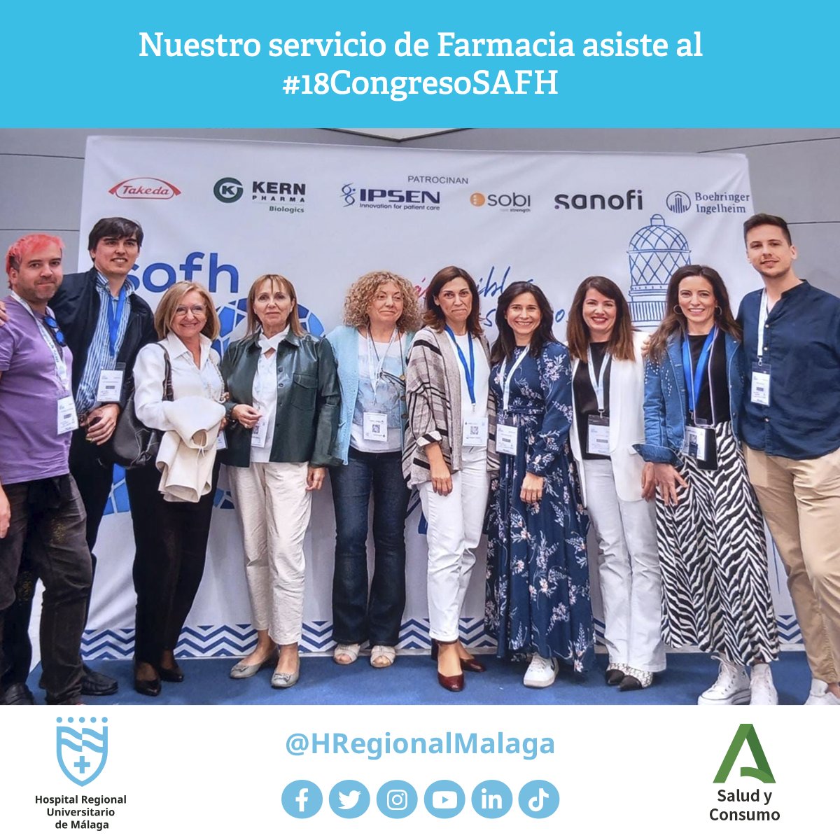 HRegionalMalaga's tweet photo. 👩‍⚕👨‍⚕🧪💊 La @safh_info ha celebrado en #Málaga su #18CongresoSAFH. Dos intensos días en los que ha tratado el presente y el futuro del sector y la importancia en el ámbito de la salud de la #farmaciahospitalaria
 #HRUMContigo @saludand @FarmaciaHRUM 
+ https://t.co/FNSqLztSMq