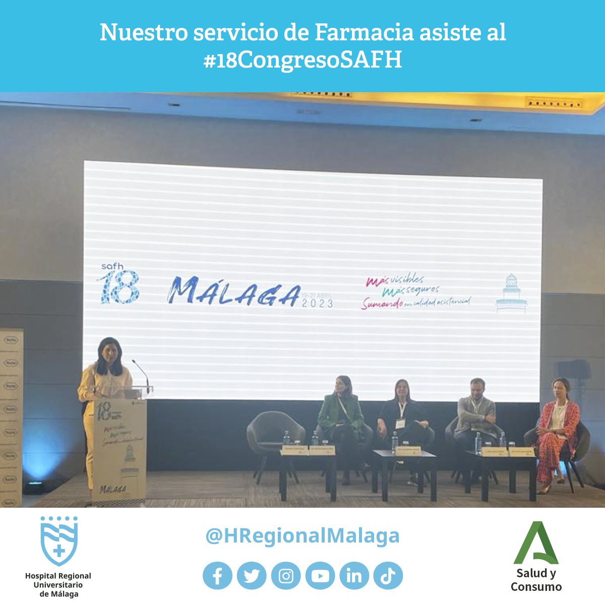 HRegionalMalaga's tweet photo. 👩‍⚕👨‍⚕🧪💊 La @safh_info ha celebrado en #Málaga su #18CongresoSAFH. Dos intensos días en los que ha tratado el presente y el futuro del sector y la importancia en el ámbito de la salud de la #farmaciahospitalaria
 #HRUMContigo @saludand @FarmaciaHRUM 
+ https://t.co/FNSqLztSMq