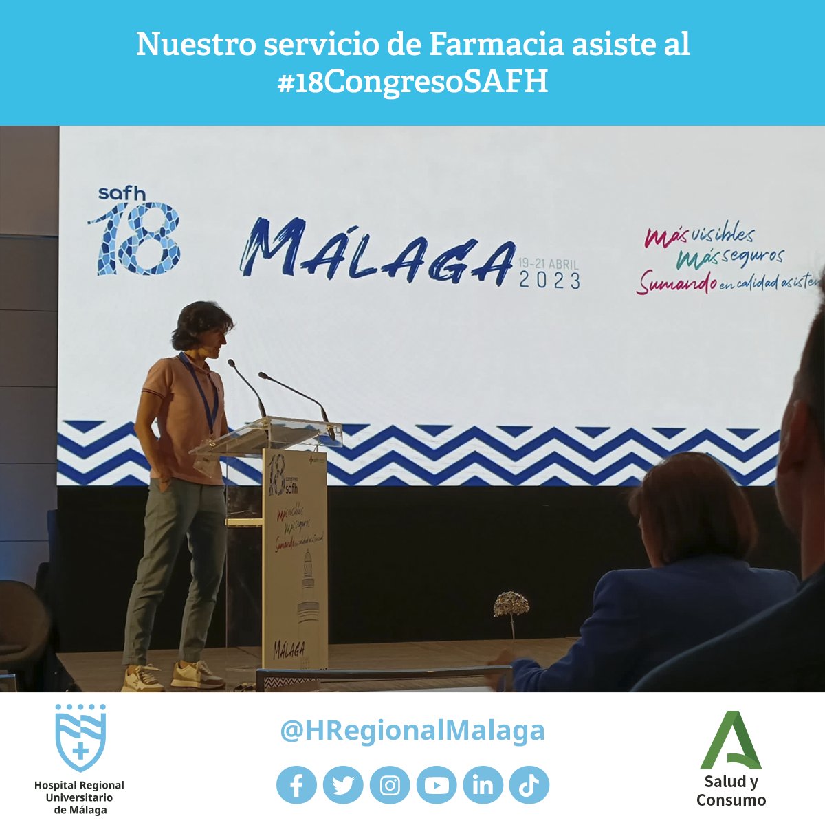 HRegionalMalaga's tweet photo. 👩‍⚕👨‍⚕🧪💊#18CongresoSAFH
Nuestros compañeros han participado en diferentes mesas de @safh_info moderando ponencias sobre investigación, seguridad y calidad en la atención sanitaria, además de haber sido miembros del comité organizador.#HRUMContigo @saludand @FarmaciaHRUM 
+ https://t.co/NmldMb4MEU