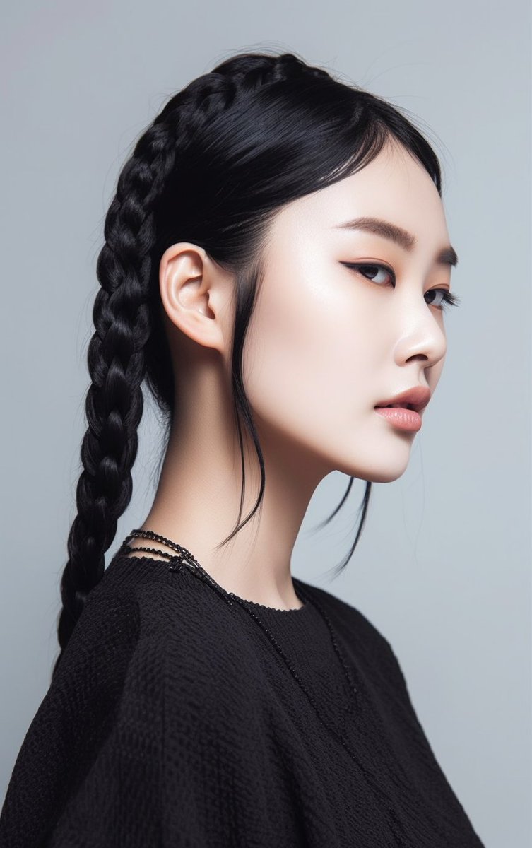 shenlinggan's tweet image. #BraidStyle #AIGenerated #Hairstyle #MidJourney #asianmodel #AIphoto