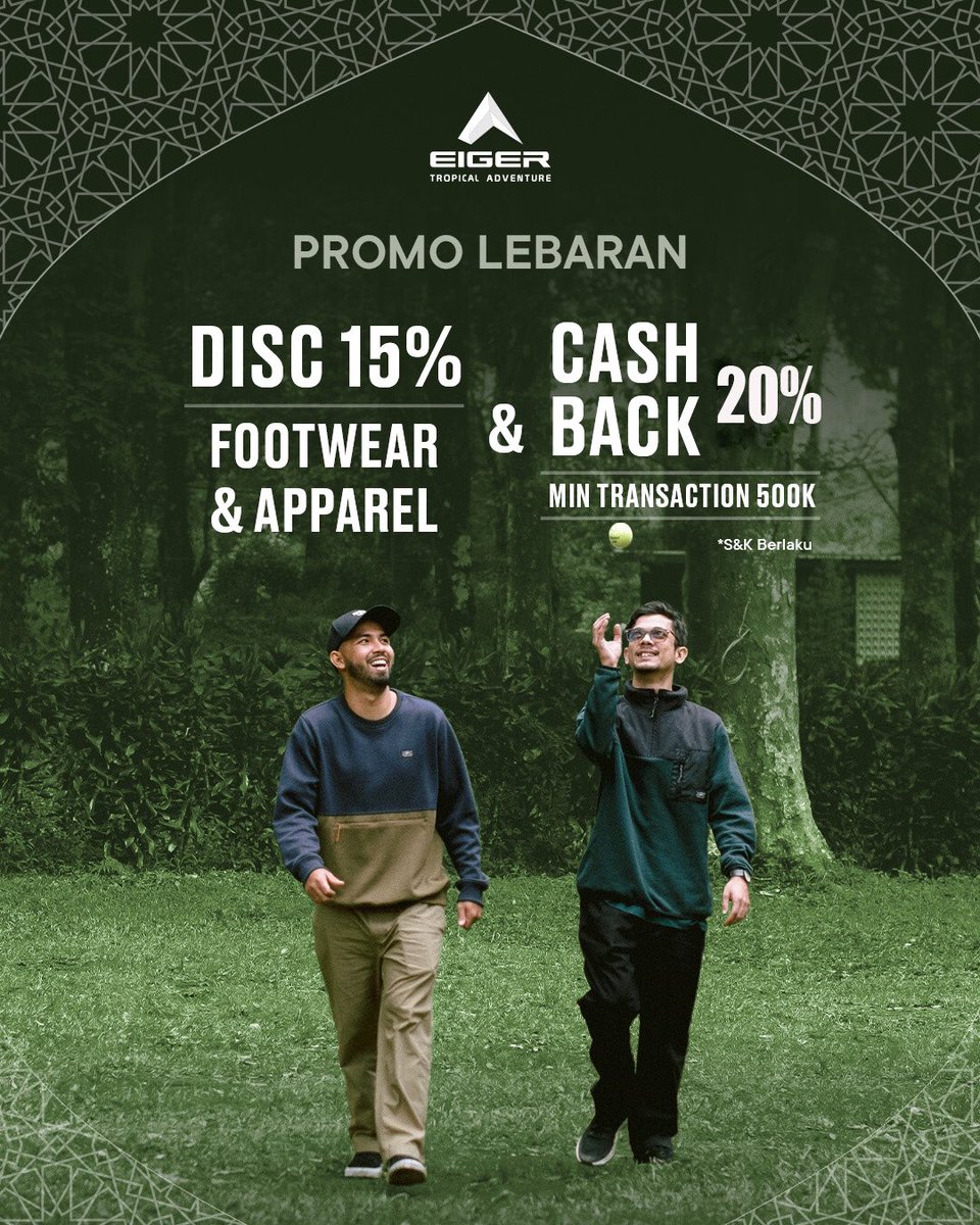 infopandeglang's tweet photo. PROMO LEBARAN EIGER!
Halo Eigerian untuk info lebih lanjut cek postingan instagram mimin yg ini yaa 🍃

https://t.co/Zfdqm9dWCw

#infopandeglang https://t.co/GJLZbIJnZ3