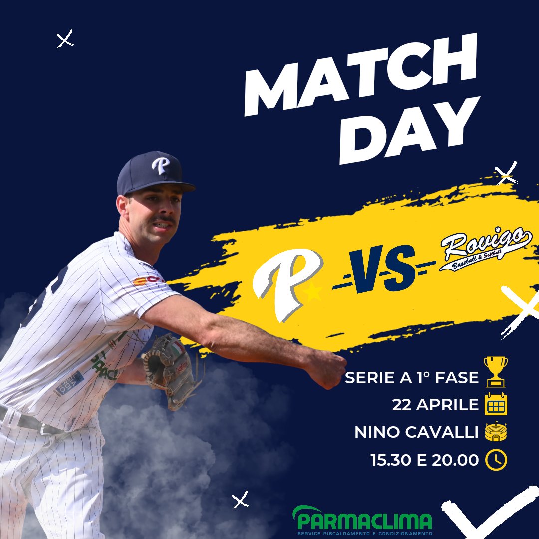 ⚾GAME DAY Serie A 1° Fase⚾
🆚 Baseball Softball Club Rovigo 
🏟️ Stadio Nino Cavalli 
⏱️ Ore 15.30 e 20.00 
💻📱🍿Diretta della partita su YouTube sul canale FIBSchannel3: youtube.com/@fibschannel32…

#FòrsaPärma #lastelladiparma⚾️💛💙 #baseball #baseballife #newseason #seriea