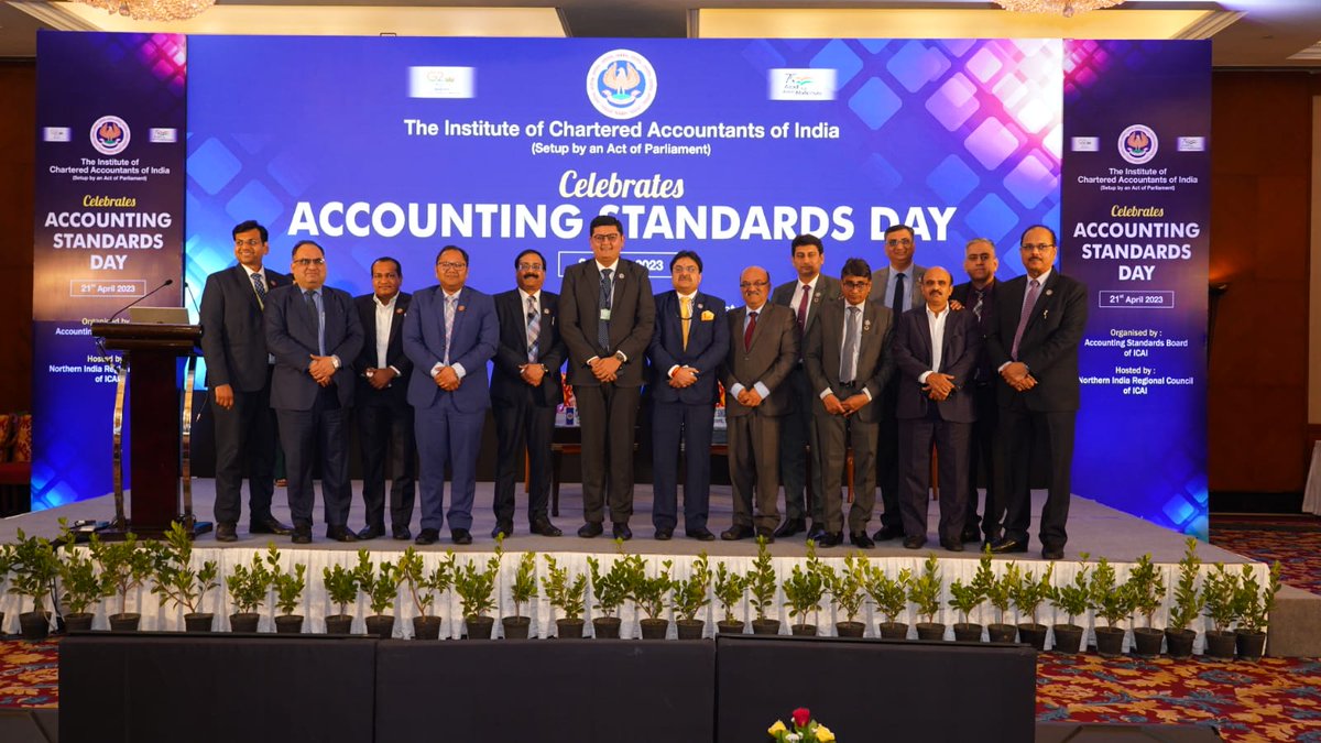 theicai's tweet image. #AccountingStandards Day celebrated by ICAI in the august presence of CA. Aniket S. Talati, President-ICAI &amp;amp; CA. Ranjeet K. Agarwal, Vice President-ICAI along with Past Presidents-ICAI, Central Council Members-ICAI &amp;amp; NIRC Office Bearers at New Delhi on 21st April 2023 #IndAS