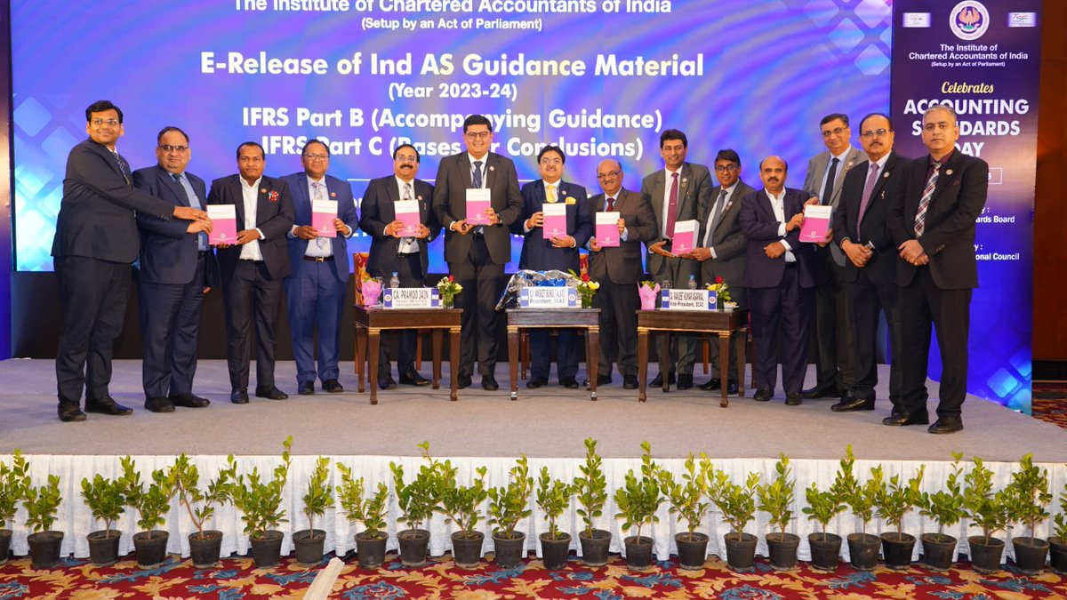 theicai's tweet image. #AccountingStandards Day celebrated by ICAI in the august presence of CA. Aniket S. Talati, President-ICAI &amp;amp; CA. Ranjeet K. Agarwal, Vice President-ICAI along with Past Presidents-ICAI, Central Council Members-ICAI &amp;amp; NIRC Office Bearers at New Delhi on 21st April 2023 #IndAS